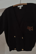 1990's JONES NAVY LAMBSWOOL CRESTED CARDIGAN | SIZE S/M