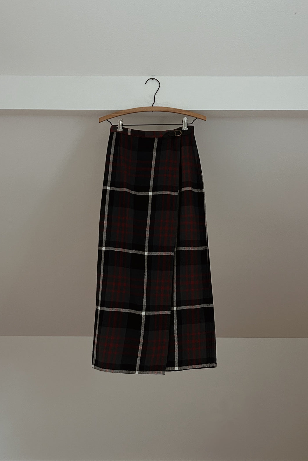 1990's PLAID COTTON WRAP MIDI | SIZE 25/26