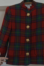 1980's CARLISLE PLAID WOOL PEPLUM BLAZER | SIZE S