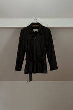 1990's NINE WEST BUTTERY BLACK LEATHER TRENCH JACKET | SIZE S/M