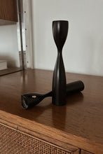 MID CENTURY KALMAR BLACK WOOD CANDLE HOLDERS