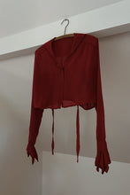 1920's RARE ANTIQUE CRIMSON SILK CHIFFON BOUDOIR JACKET | SIZE S/M AS IS