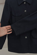 1990's PURE IRISH LINEN DEEP BLUE POCKET BLAZER | SIZE S