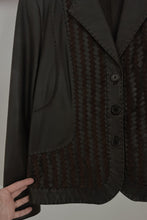 Y2K TWO TONE BUTTERY WOVEN LEATHER + SUEDE BLAZER JACKET | SIZE M/L