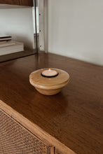 HAND CARVED SYCAMORE TEA LIGHT CANDLE HOLDER