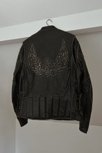 1990's DARK CHOCOLATE SKULL EMBOSSED HERITAGE LEATHER BIKER JACKET | SIZE L