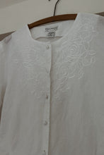 1980's FLORAL EMBROIDERED RAMIE COTTON PEPLUM TOP | SIZE L