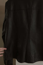 Y2K BLACK LEATHER SHIRT JACKET | SIZE L