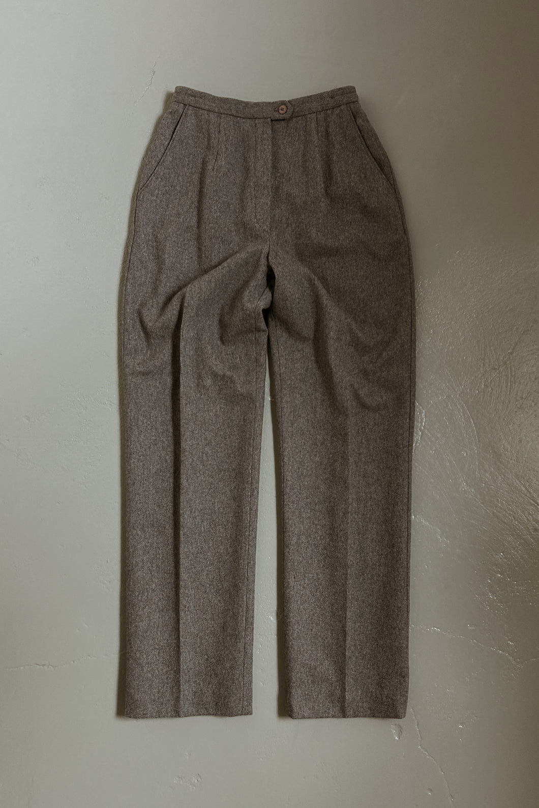 1970's MARL GREY WOOL PLEATED TROUSERS | SIZE 26