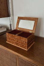 1980's MELE BURL WOOD TIERED JEWELRY BOX | 10" x 6" x 5"