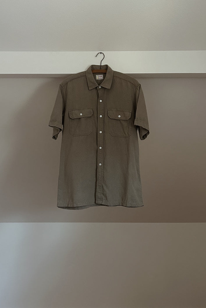 1990's PURE RAW SILK OLIVE SHIRT | SIZE M