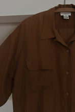 1990's PURE SILK CARAMEL GRUNGE BLOUSE | SIZE L