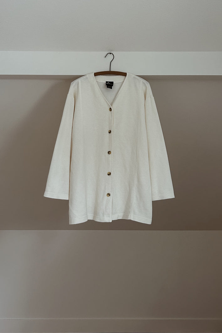 1990's OVERSIZED CREAM KNIT CARDIGAN | SIZE XL
