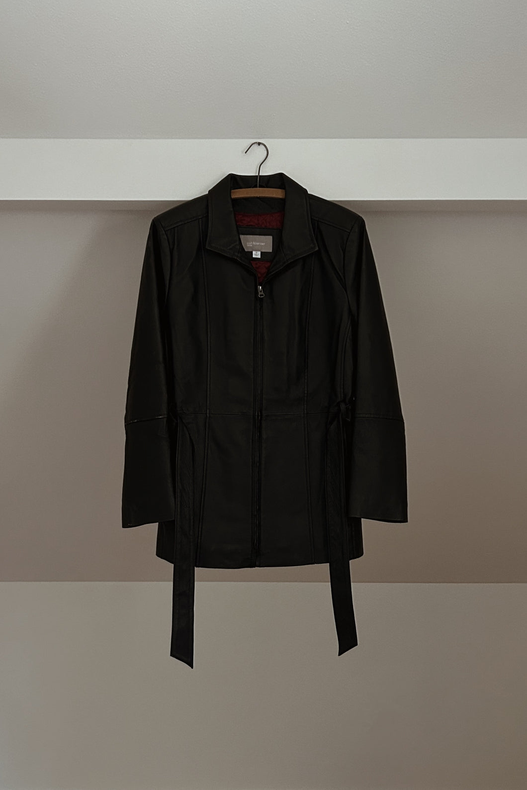 1990's CLASSIC BLACK LEATHER TRENCH JACKET | SIZE M