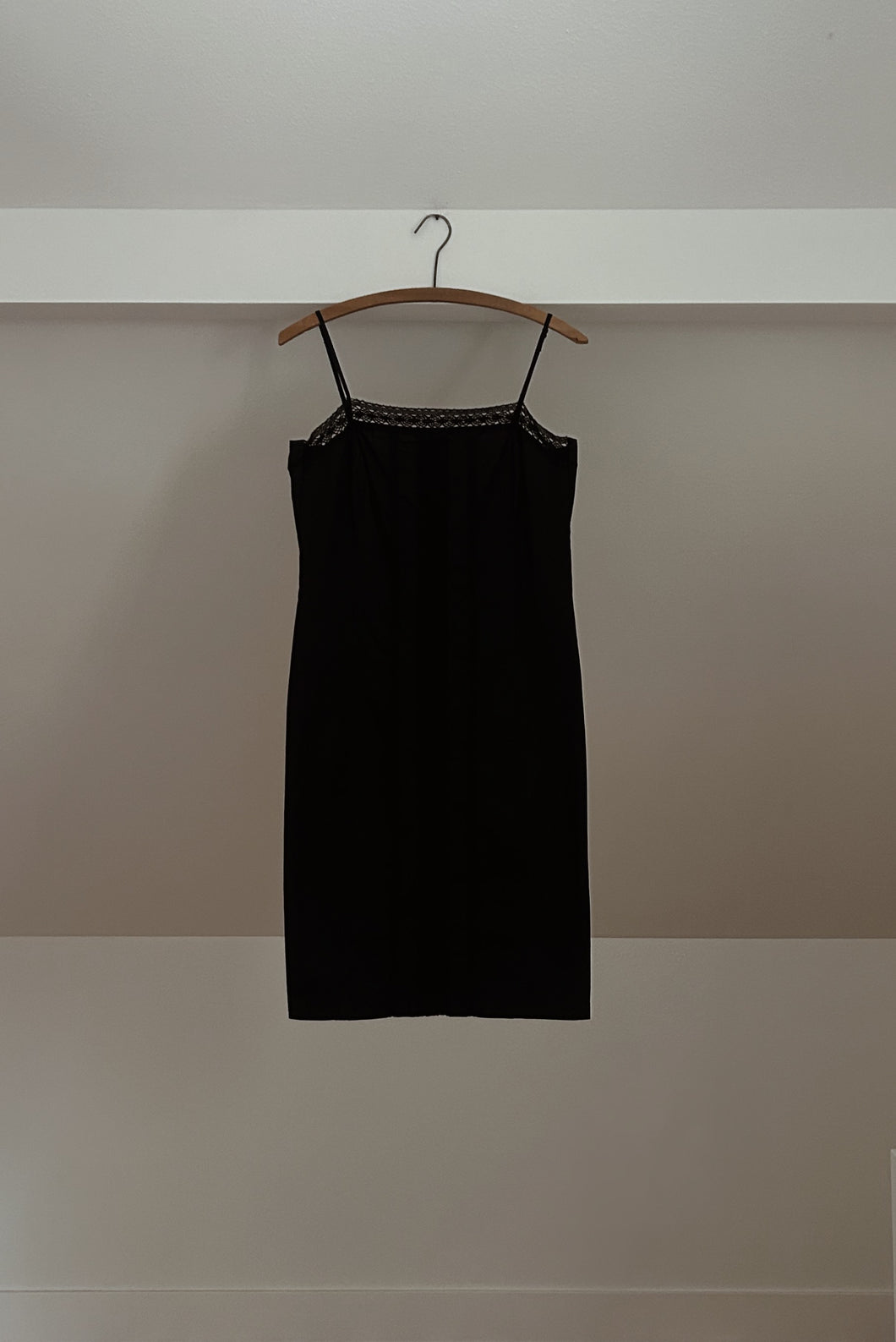 Y2K BLACK LACE COTTON SLIP DRESS | SIZE S/M