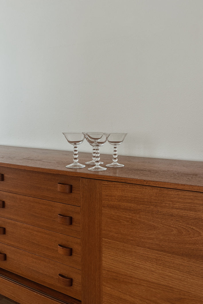 MID CENTURY CANDLEWICK CRYSTAL COUPES | SET OF FOUR