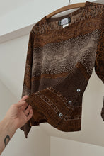 1980's PURE SILK PATTERNED DOLMAN BLOUSE | SIZE M