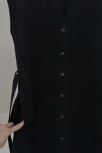 1970's NAVY BOXY ULTRASUEDE BUTTON DRESS | SIZE S