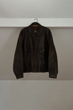 1990's CHOCOLATE PEBBLED LEATHER BOMBER | SIZE L