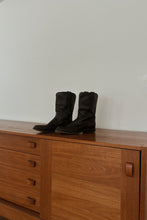 1980's JUSTIN CLASSIC BLACK LEATHER COWBOY ROPERS | SIZE 10