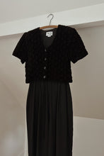 1990's BLACK WOVEN CHENILLE OVERLAY JUMPSUIT | SIZE M